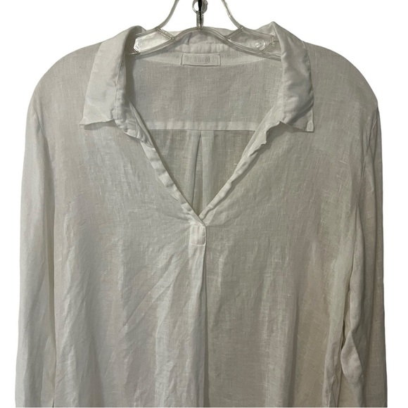 CP SHADES Linen Popover V Neck Long Sleeve Tunic Top Blouse White Boho Coastal - Picture 14 of 15